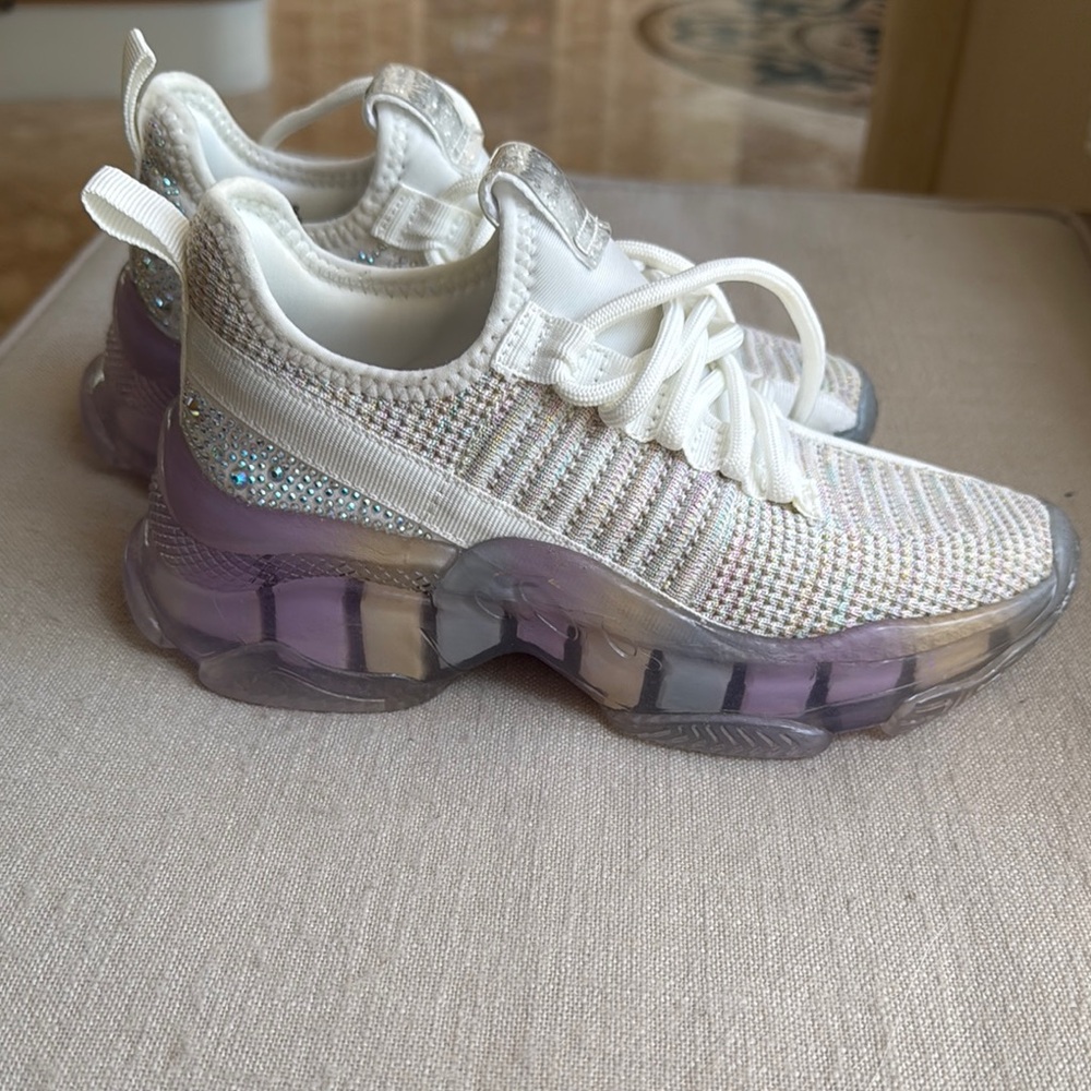 Girls Steve Madden White and Purple Sneakers